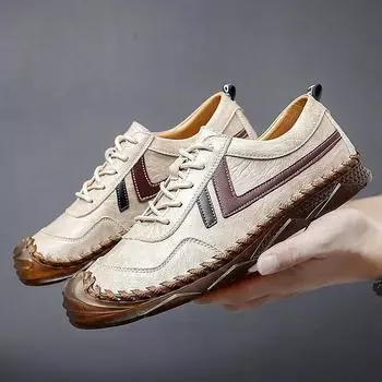 Men Fashionable Multifunctional Handcrafted Lightweight Comfortable Classic Stylish Work Travel Leather Casual Shoes Antiskid US 5(EUR 38) чёрный