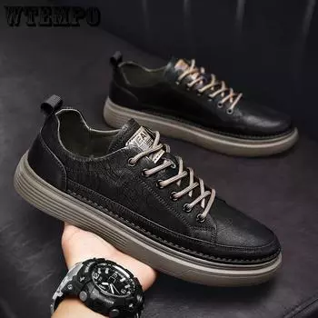 Мужские туфли на плоской подошве, весна/лето, новые мужские повседневные спортивные туфли с низким вырезом, толстая подошва, шнуровка, размер 39-44 39