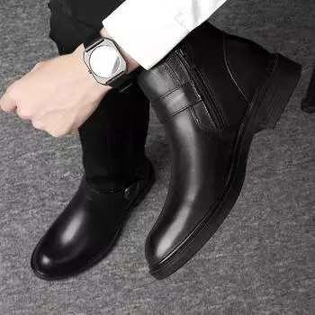 Men Formal Boots Luxury Brand Business Men Shoes High Top Winter Boots Men Boots Crocodile Leather Shoes Non-Slip Ankle Boots 36