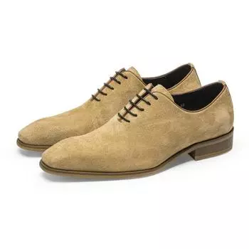 Men Formal Leather Shoes Genuine Leather Lace Up Khaki Yellow Men Dress Shoes High Quality Fashion Wedding Oxford Suede Shoe Man 6 жёлтый