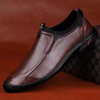 Men Genuine Leather Casual Loafers Newest Fashion Flats Slip-On Breathable Moccasins Autumn Summer Drive Mens Shoe Outdoor Sneakers 37