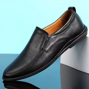 Мужская повседневная обувь из натуральной кожи 2024 года, мужская обувь для прогулок на свежем воздухе, удобные мужские кроссовки, мягкие мокасины, мужская обувь 6 чёрный