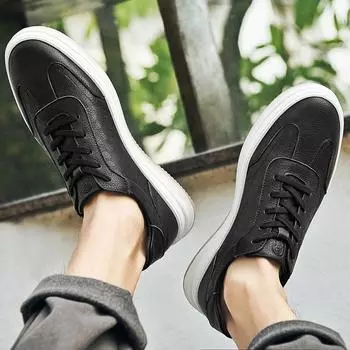 Men Genuine Leather Sneakers Male Vulcanize Footwear Top Quality Designer Tenis Masculino Trainers All-match Skateboard Shoes 37 чёрный