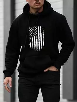Men Graphic Print Hooded Sweatshirt S