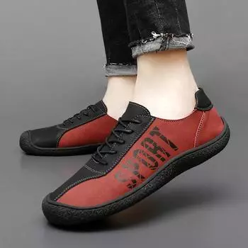 Men Handmade Leather Shoes Casual Hiking Shoes Outdoor Lacing Walking Driving Shoes Wide Head Over Sized 38 коричневый