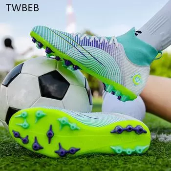 Мужские футбольные бутсы с высоким голенищем для мальчиков, нескользящие футбольные бутсы AG/TF, детские сверхлегкие футбольные бутсы, детские кроссовки для женщин 35