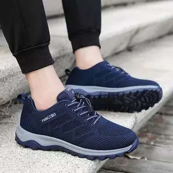 Men Hight Quality Man Sneakers Breathable Unisex Shoe Fashion Casual Light Walking Footwear Zapatillas Hombre Autumn Woman Shoes 35 темно-синий