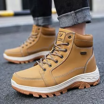 Men Hiking Shoes Mountain Desert Climbing Shoes High Quality Sneakers Platform Plush Outdoor High Top Shoes Trekking Boots 39-48 39
