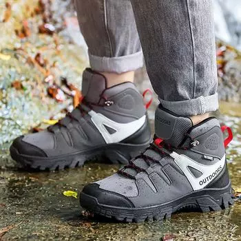 Men Hiking Shoes Mountain Desert Climbing Shoes Fashion Classic Sneakers Outdoor Non Slip High Top Shoes Trekking Boots For Male 40 чёрный