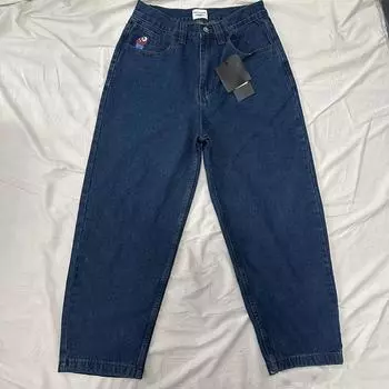 Men Jeans Pants Streetwear Gothic Cartoon Blue Baggy Jeans Retro Punk Rock High Waist Denim Trousers XXL чёрный