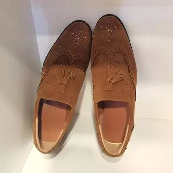 Men Leather Fashion Shoes Low Heel Loafers Shoes Dress Shoes Brogue Shoes Spring Ankle Boots Vintage Classic Male Casual 38 синий