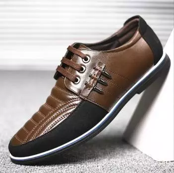 Men Leather Shoes High Quality Elastic Band Fashion Design Solid Tenacity Comfortable Men s Shoes Big Sizes 38-46 38 чёрный
