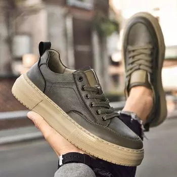 Men Lightweight Men s Walking Shoes Classic Mens Lace-Up Flats Mens Breathable Sneakers Handmade Genuine Leather Casual Shoes 38 чёрный