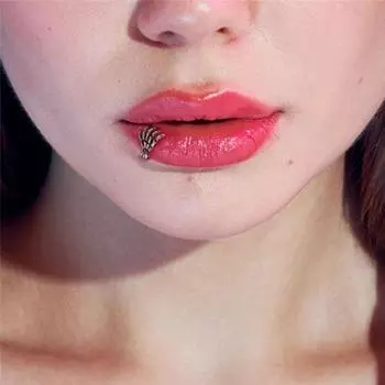 Men Lip Stud Nose Ring Skull Earring Piercing Lips Ring Lip Studs Twist Tragus Stud Earring серебряный