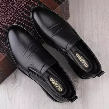 Men Loafers 2024 Non-Slip Driving Shoes Lightweight Genuine Leather Lazy Shoes Classic Mens Slip on Shoes All-match Casual Shoes 38 чёрный