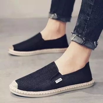 Men Loafers 2025 Autumn Soft High Quality Canvas Shoes Comfortable Breathable Anti Slip Sneakers Men Trend Flats Driving Shoes 39