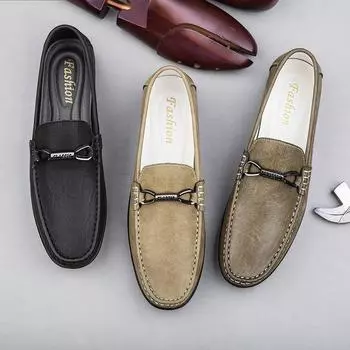 Men Loafers Genuine Leather Casual Shoes Men Breathable Trend Slip on Comfy Shoes Men Moccasins Business Evening Dress Italian 37 чёрный
