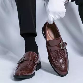 Мужские мокасины в уличном стиле, монки, формальные деловые, свадебные платья, блейзеры для выпускного, смокинги, праздничные туфли, большой размер EU:38 чёрный