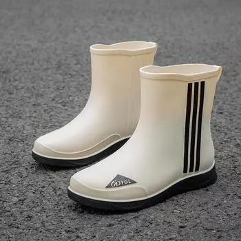 Men Mid-calf Rain Boots Slip-On Waterproof Rubber Rain Shoes Work Mud Boots Durable Non-Slip Boots for Farming Gardening Fishing 39