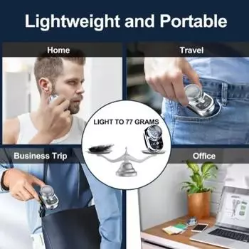 Men Mini Electric Travel Shaver USB Charging Face Beard Trimmer with Digital Display Rechargeable Shaver Washable Car Home Razor