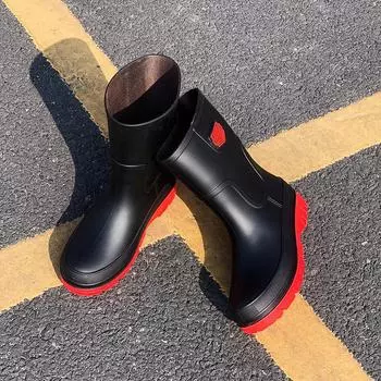 Men New Design Rain Boots PVC Anti-slip Lightweight Waterproof Water Shoes for Outdoor Use 40 чёрный