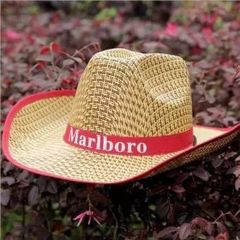 Men Outdoor Sun-Proof Straw Hat Sun-Proof Outdoor Summer Seaside Beach Western Denim Men Sun Hat Fishing Red One size