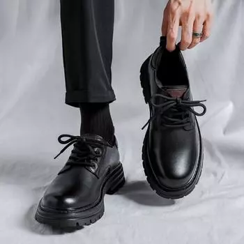 Мужские оксфорды, формальные, универсальные, высококачественные, кожаные, мужские, модные, повседневные, деловые, дышащие, рабочие туфли 38 чёрный