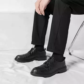 men oxfords Trending Brogues Classic Men Dress Shoes Men lace up Patent Leather Shoes Formal Black Leather Wedding Party Shoes 38 чёрный
