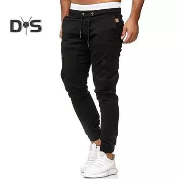 Мужские брюки с резинкой на щиколотке, эластичный пояс с завязками, множество карманов, пэчворк, облегающий крой, большой размер, контрастный цвет, средняя талия, повседневные, мягкие, уличная одежда, мужские, длинные L хаки