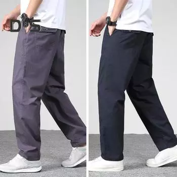 Мужские брюки, прямые свободные брюки с несколькими карманами, однотонные, тонкие, со средней талией, повседневные, гладкие, мягкие, дышащие, мужские летние осенние брюки 2XL армия зеленый