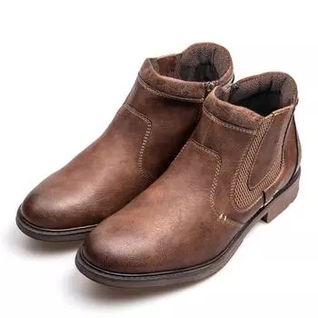 Men PU Boots Fashion Retro Design Leather Autumn Winter Men s Ankle Short Chelsea Boot Man Footwear Botas Hombre Cowboy Shoes US6.5 (CN39) чёрный