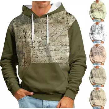 Мужская толстовка с капюшоном в стиле ретро с длинным рукавом, топы, куртка, верхняя одежда L