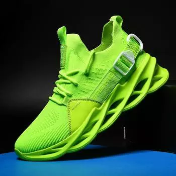 Men Running Shoes Breathable Fashion Male Lightweight Blade Sneakers Mesh Height Increase Walking Mens Sport Shoes Comfortable 36 зелёный