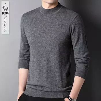 Men s 100% Pure Wool Half Turtleneck Sweater - 2024 Autumn/Winter Collection M