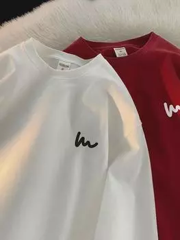 Men s 2023 Autumn Heavy Long-Sleeve Retro T-Shirt: Trendy Couple s Top XL озеро синий