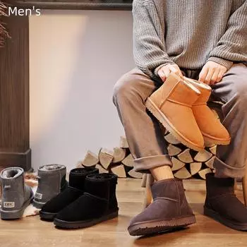 Men s 2024 Genuine Leather Snow Boots with Plush Lining - Warm, Non-Slip Outdoor Footwear 42