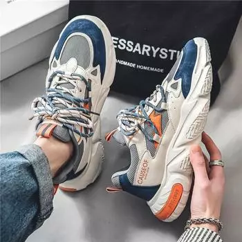 Men s 2024 Luxury New Mesh Versatile Elevated Casual Shoes Youth Trend Fashion Sports Shoes Breathable Outdoor Running Shoes 39 бежевый