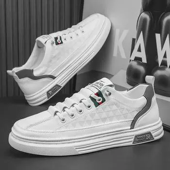 Men s 2024 new breathable soft sole small white shoes versatile casual shoes men s flat bottomed sports shoes sneakers men 39 бежевый