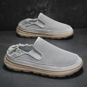 Men s 2025 spring and summer breathable mesh cloth shoes, thin lightweight one-pedal lazy old Beijing casual shoes 39