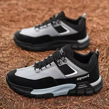 Men s 2025 spring new men s non-slip platform hiking shoes low-top sports board shoes trendy casual tooling shoes 39 серый