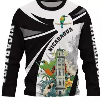 Мужская футболка с 3D-цифровым рисунком птиц и архитектуры, с круглым вырезом и длинным рукавом, модные топы на каждый день на весну и осень S