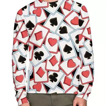 Мужская футболка с длинным рукавом с 3D-цифровым принтом - повседневная, с круглым вырезом, эластичная ткань, идеально подходит для осенне-зимних прогулок S