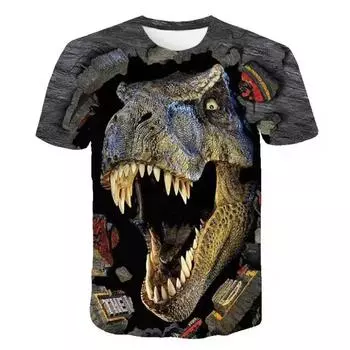 Мужская футболка с принтом 3D динозавра, хип-хоп, уличные топы в стиле Харадзюку, футболка большого размера с коротким рукавом, летняя модная футболка S