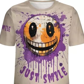 Мужская футболка с рисунком 3D Graffiti Smile, повседневная слегка эластичная дышащая футболка, мужская одежда для активного отдыха весна-лето S