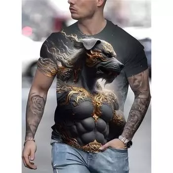Men s 3D Printed Animal Dog Pattern Short Sleeve Tees For Men Summer Daily Leisure Street Style Round Neck Trend S