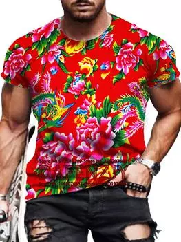 Мужская футболка с 3D-принтом, лето 2024 г., с коротким рукавом, модная повседневная уличная футболка большого размера, мужская одежда S синий