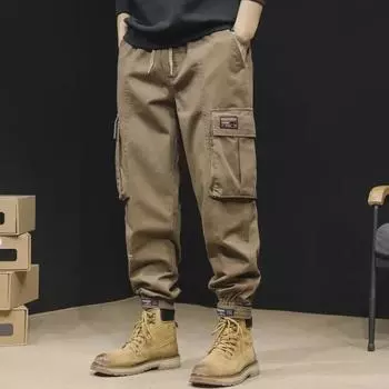 Men s American Retro Loose Straight Cuffed Harem Overalls - Spring/Summer Casual Pants 4XL