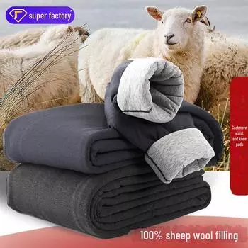 Men s and Women s 100% Wool High Waist Warm Pants with Cashmere and Knee Padding L