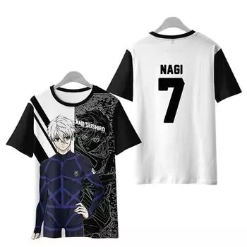 Men s and women s animated printed T-shirts, blue 3D lock-in printed streetwear, casual, fashionable S