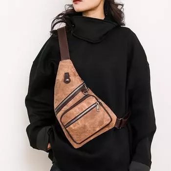 Мужские и женские сумки Городская простая нагрудная сумка Сумка-мессенджер через плечо из ПУ серый